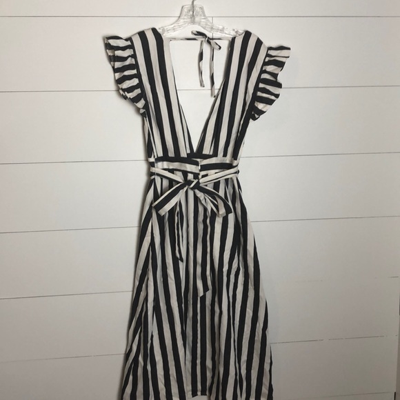 Striped dress deep V Neck Tie Back - Picture 5 of 6